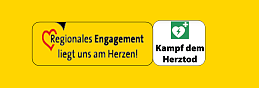 Logos für regionales Engagement und Herzgesundheit.